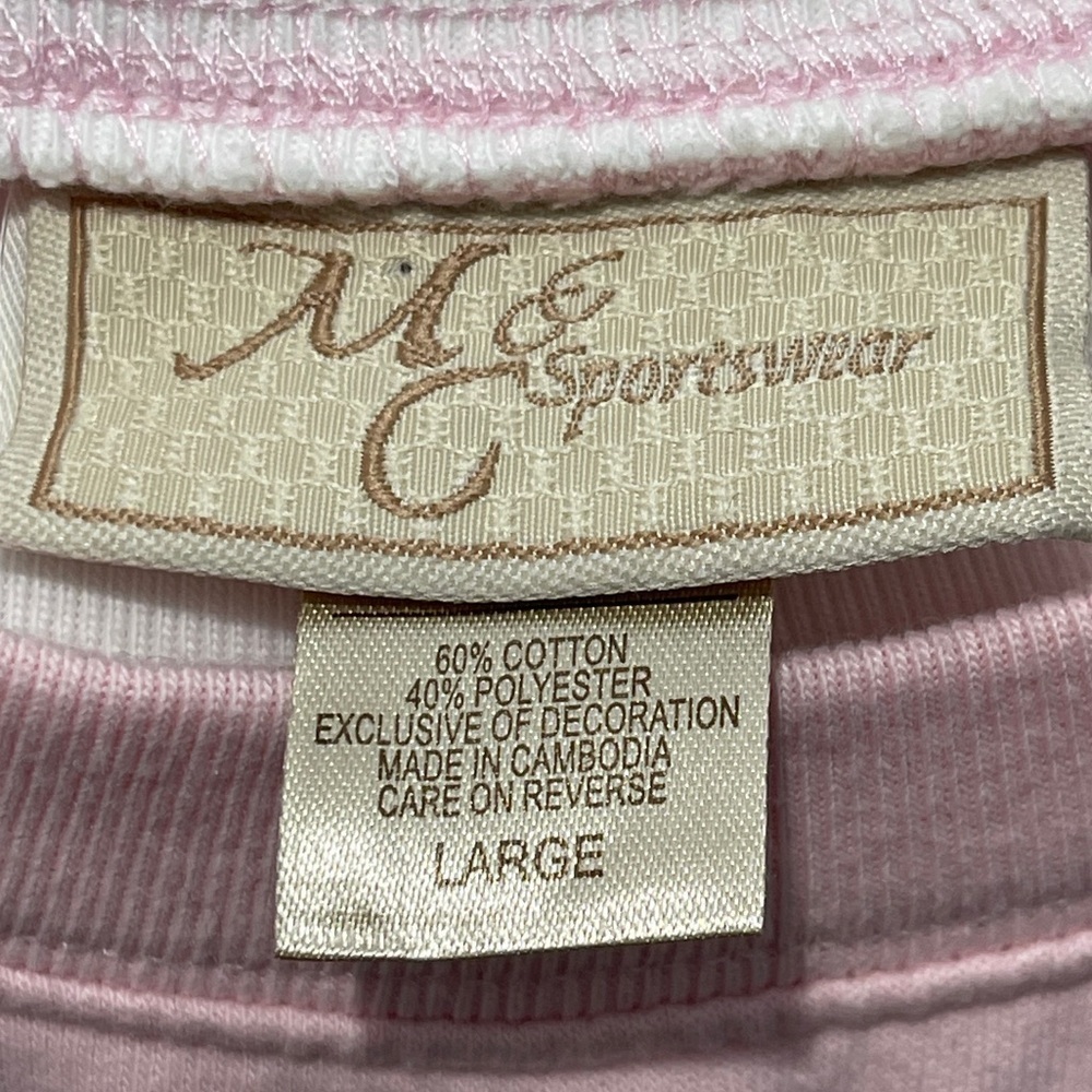 Vintage Graphic Pink Heart Cat Lover Embroidered Grandma Core Sweatshirt Large - Picture 4 of 6